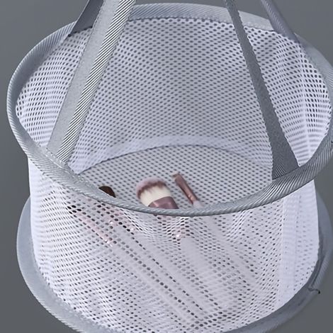 Trockengestell für Kosmetikaccessoires, Polyester und Stahl, 20 cm Durchmesser, hellgrau, 360° drehbar, 1 Stück (1/4)