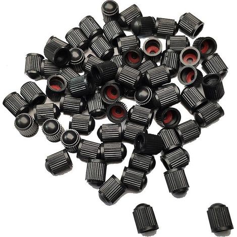 50er-Packung Kunststoff-Reifenventilkappen mit Dichtungsring für SUV, Motorrad, LKW, Moped – Schwarz (1/5)