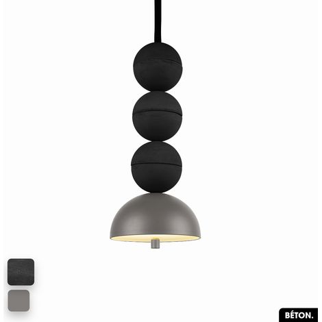 Lampe de suspension en béton - BOSFOR CONCRETE NOIR - GRIS 3 BALLES LED 14W (1/2)