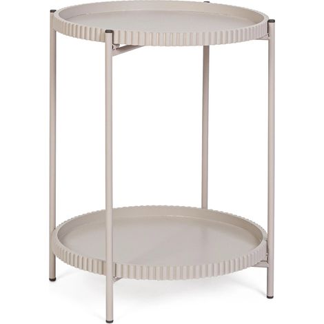Tavolino 2 piani Herdys tortora beige ø42x52 cm