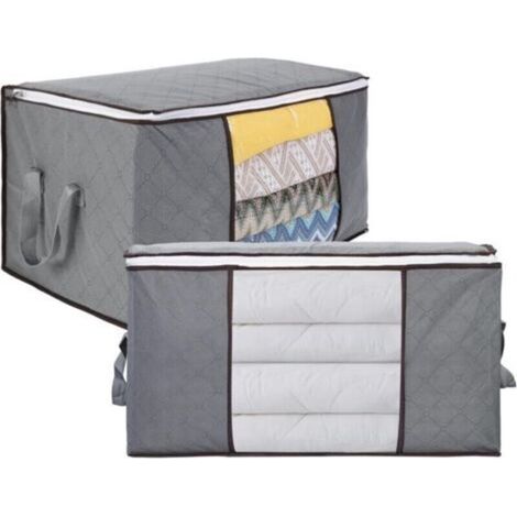 Sac de Rangement pour Vetement, 2PCS 90L Sac de Rangement pour Couette Pliables, Sac de Rangement Sous Lit avec Poignée Renforcée pour Literie Couvertures Oreillers Jouets Vestes, 60x4