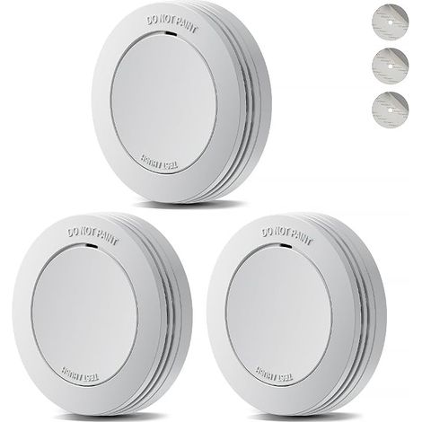 Détecteur de fumée Autonome,Batterie 10 Ans,Alarme 85 DB, Ultra-Fin, sans LED Clignotante,Fonction silencieuse, avec tampons adhésifs (1/5)