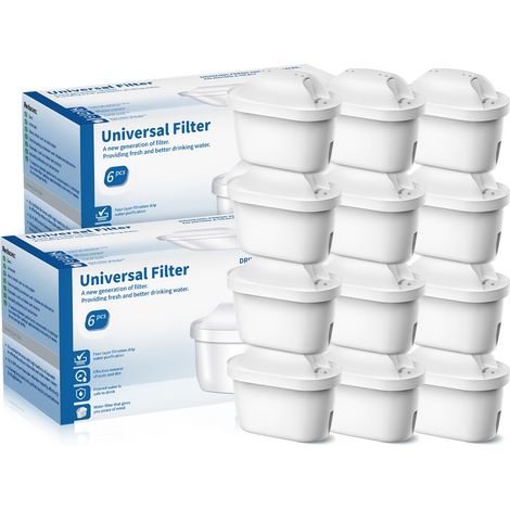 Lot de 12 filtres à eau compatibles avec Maxtra+, Maxtra Plus, Maxtra Pro All-in-1, cartouches filtrantes de rechange pour carafe Marella (1/5)