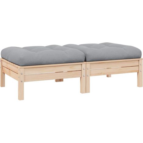 Maison Exclusive - Gartensofa 2-Sitzer mit Kissen in Grau Massivh (1/5)