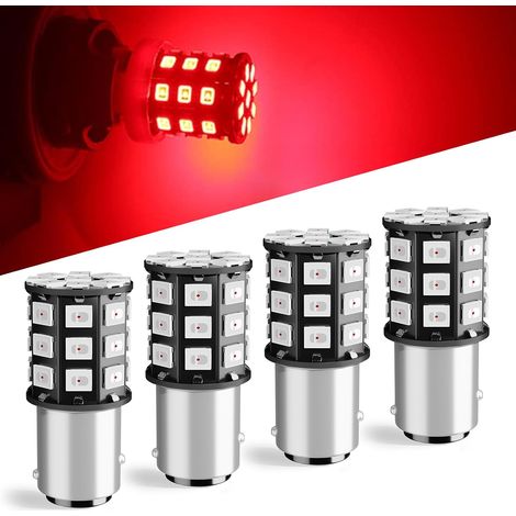 P21/5W 1157 BAY15D LED Bulb, 12V 24V Red Brake Light, Rear Light, Stop Lights, No Polarity Super Bright 33SMD Car LED Bulbs for 2057, 2357, 7528 (Pack of 4) (1/5)