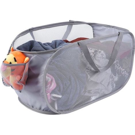 panier linge maille format horizontal. Poche latérale, poignée. Parfait buanderie/salle de bain. Rangement optimal. (1/5)