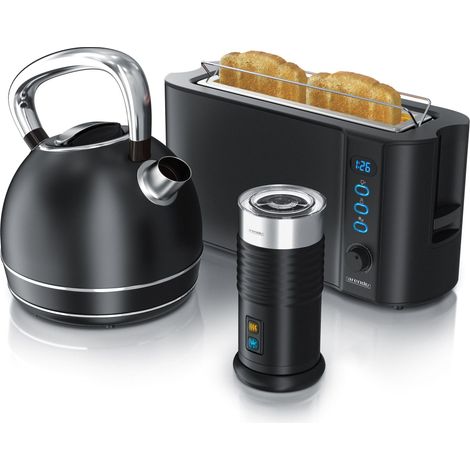 Arendo Frühstücks-Set in Schwarz matt - Wasserkocher / Toaster / Milchaufschäumer (1/5)