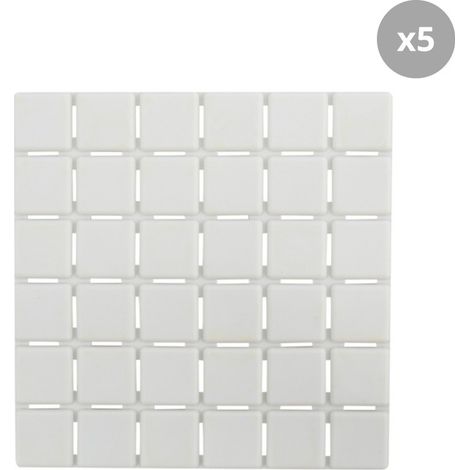 Juego de 5 figuras antideslizantes Goma QUADRO 13x13cm Blanco MSV (1/5)
