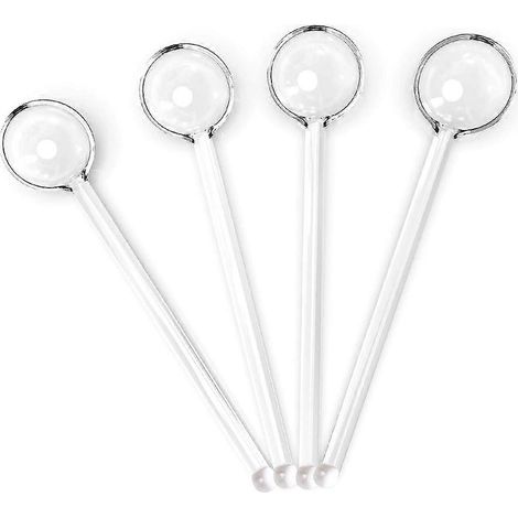 Ensemble de 4 cuillères à thé en verre – Agitateurs à expresso ou à thé en verre – Verre borosilicate résistant à la chaleur – Compatibles lave-vaisselle – Modèle 3 (1/4)