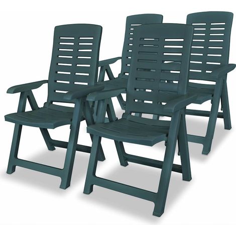 Lot de 4 Chaises de jardin inclinables - Chaises d'extérieur pour terrasse/jardin Plastique Vert BV288154 - BonneVie (1/5)
