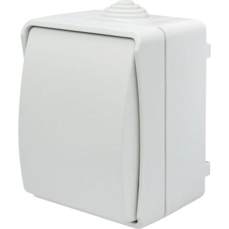 Einzelner universeller Aufputzschalter mit Klappe Aqua Plus IP44 weiß 40220