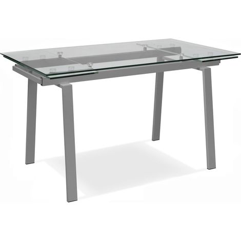 Tavolo Allungabile 140/200x80x76 cm in Vetro Temperato Tommy Trasparente (1/5)