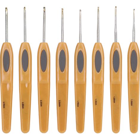 8Pcs Sewing Crochet Hook Kit Thread Ergonomic Soft Grip Handle Sweater Knitting Tools (1/5)