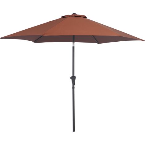 Parasol aluminium inclinable avec manivelle café Ø260x235 cm 6 varillas métal
