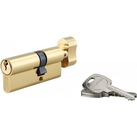 Cilindro europeo per serratura a pomolo, 30Bx50mm, antisfilamento, ottone, 3 chiavi - THIRARD