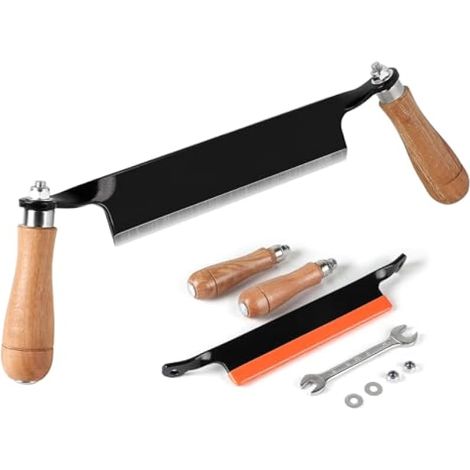 Couteau à bois droit de 200 mm avec manche en bois ergonomique et protège-lame, éplucheur d'écorce tranchant (8) (1/5)