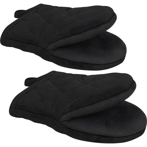 Juego de 2 guantes resistentes al calor para horno y cocina, guantes aislantes con superficie de silicona antideslizante, para hornear, asar a la parrilla y proteger los alimentos.