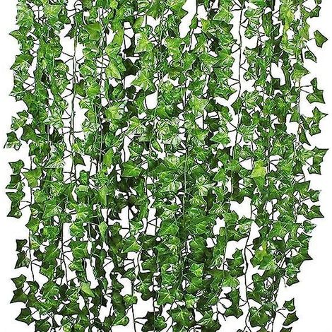 (vert) Artificielle Feuille De Lierre Plante Vigne Couronne Suspendue Fausse Feuille Fleur Maison Cuisine Jardin Bureau Mariage Dcoration Murale (1/5)
