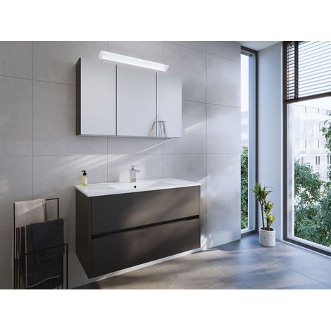 Badmöbel Set Taifun 2tlg. 100 cm mit Spiegelschrank Grafit (1/5)