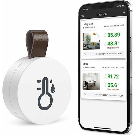Thermomètre hygromètre Bluetooth, mini thermo-hygromètre d'intérieur sans fil avec fonction d'exportation de données, compatible avec iOS et Android pour le vin, le salon, la chambre de bébé, la maiso