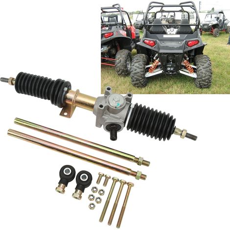 Crémaillère de direction et pignon avec embout de biellette de direction adaptés au Polaris RZR S 800 EFI 2009-2014 (surpoids). (1/5)