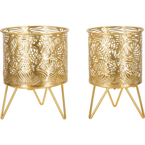 Vaso, set de 2 jarrones, soportes removibles, oro - Aitut (1/5)