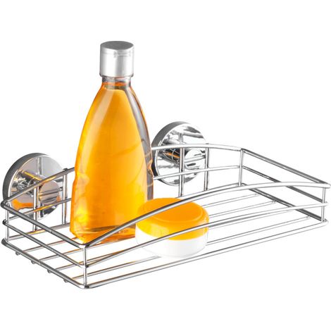 WENKO Vacuum-Loc® Wandablage 2er Set, Befestigen ohne bohren, Silber glänzend, Stahl chrom (1/5)