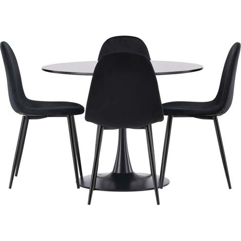 Glade Essgruppe Tisch schwarz und 4 Polar Stühle schwarz.