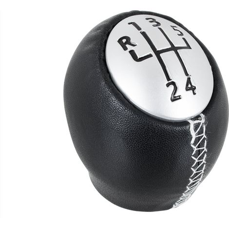 Pomo de cambio de marchas Renault Laguna II 5 VELOCIDADES CUERO NEGRO + PLATA (1/5)