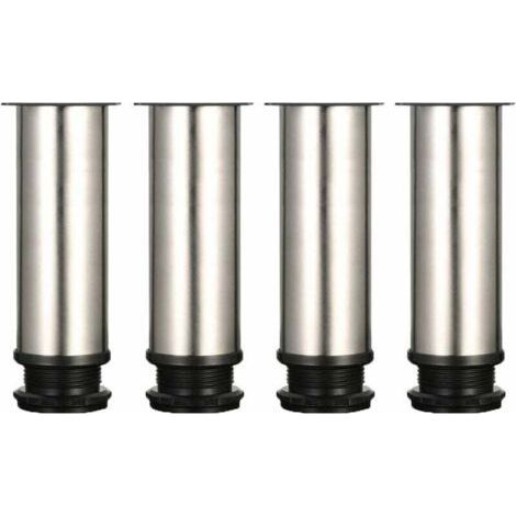 Pieds de meuble réglables 150 mm – Acier inoxydable brossé – Hauteur ajustable 0-15 mm – Vis en acier inoxydable incluses (1/4)
