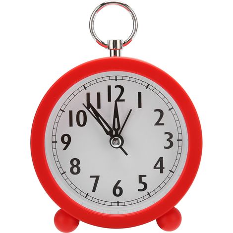 Réveil rond rouge à piles, horloge électronique en plastique simple, bouton pratique, idéal chambre, chevet, bureau (1/5)