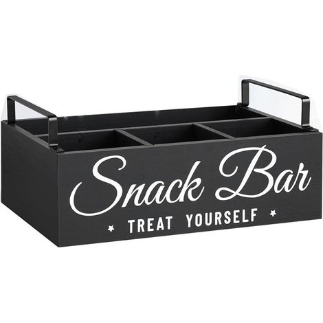 Boîte de rangement pour en-cas, organiseur de capsules de café, porte-boissons, en bois massif noir (1/2)