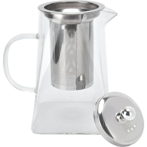 Théière en verre transparent avec filtre amovible en acier inoxydable 304, idéale pour la maison et le bureau (950 ml). (1/5)