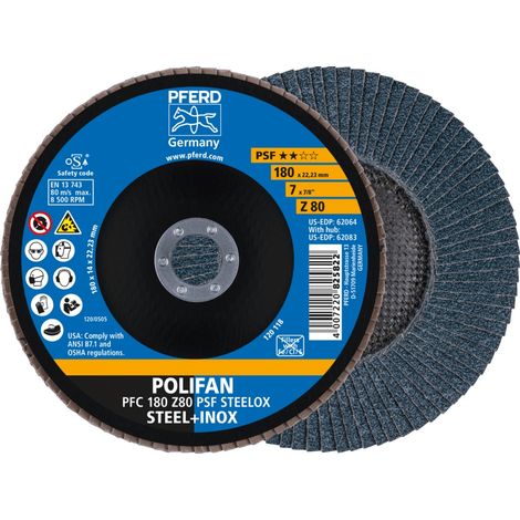 PFERD POLIFAN Fächerscheibe PFC 180x22,23 mm konisch Z80 Uni.-Linie PSF STEELOX Stahl/Edelstahl (1/5)