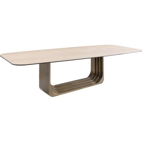 Table à manger beige au piètement sculptural - beige et bronze (1/4)