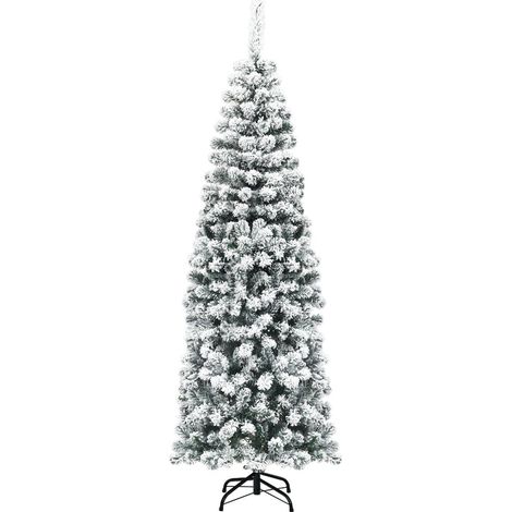 Sapin de noel enneige de 180 cm avec support en metal