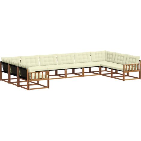Ensemble de canapés d'extérieur 10 pcs Salon de jardin Naturel et Crème (1/5)