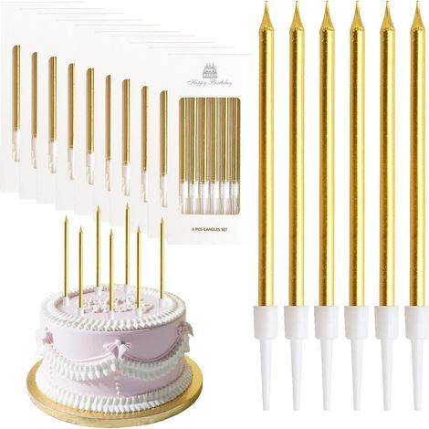 60 bougies d'anniversaire, bougies d'anniversaire pour adultes et enfants, bougies dorées pour gâteaux, bougies décoratives pour fêtes d'anniversaire et mariages (1/5)