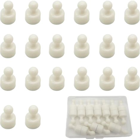 Lot de 20 Mini aimants colorés, puissants aimants en néodyme pour réfrigérateur, Tableau magnétique, punaises pour Bureau et Maison, 12 x 20 mm (Blanc) (1/5)