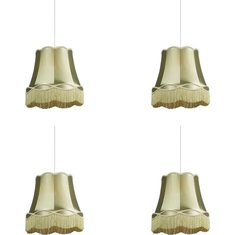 QAZQA Lampada a sospensione con paralume Granny - Retrò - Plastico,Tessuto - Verde - Tondo Max. 4 x Watt