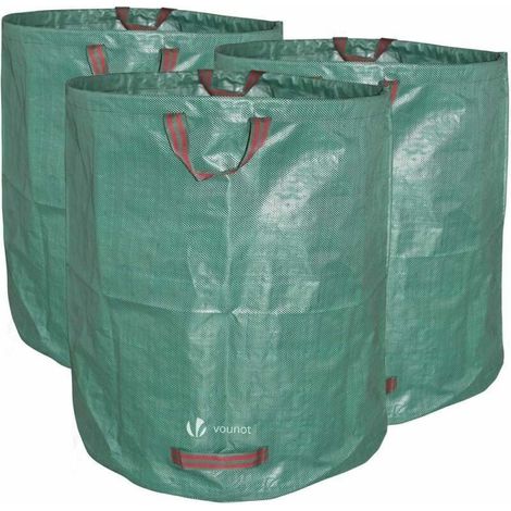 2 pcs Sac à déchets de jardin, 272 L, polypropylène 150 g/m², résistant aux déchirures et à l'humidité, avec 3 poignées et sangles d'ouverture (1/5)