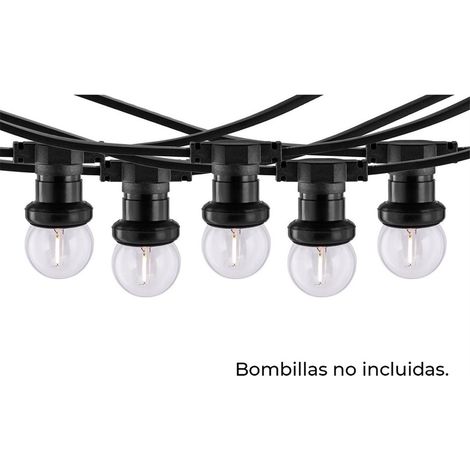 Guirnalda de 10 portalámparas E27 (2000W 230V) IP44 5,5x11mm (11,5m de longitud) color negro