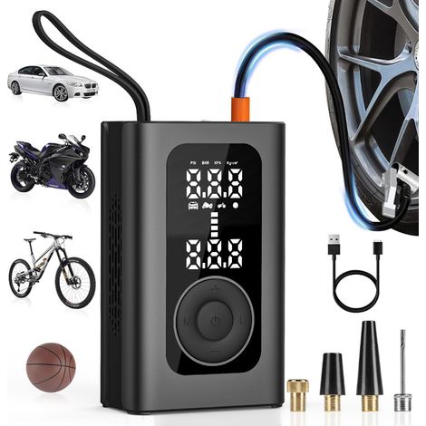 Sollbry Gonfleur Pneus Voiture sans Fil Mini Compresseur à Air Portatif Inflation Rapide Cylindre Affiche Type-C USB Charge avec Tuyau de et Sac de Rangement (1/5)