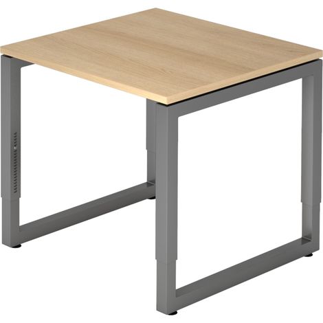 bümö Schreibtisch Serie-R Quadrat: 80 x 80 cm  Eiche Graphit