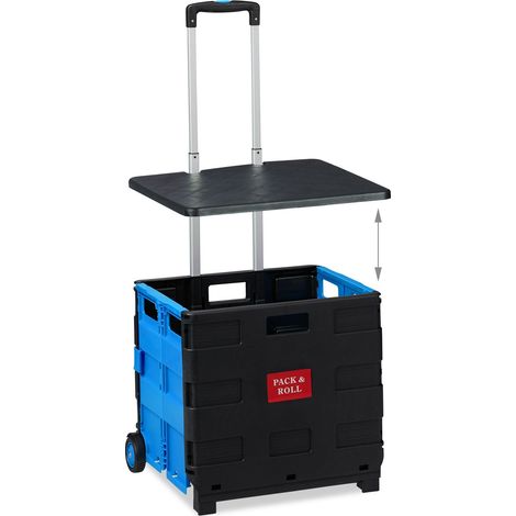 Práctico carro de la compra plegable con tapa moderna de 99 x 45,5 x 37,5 cm de ABS negro 130009926 (1/5)
