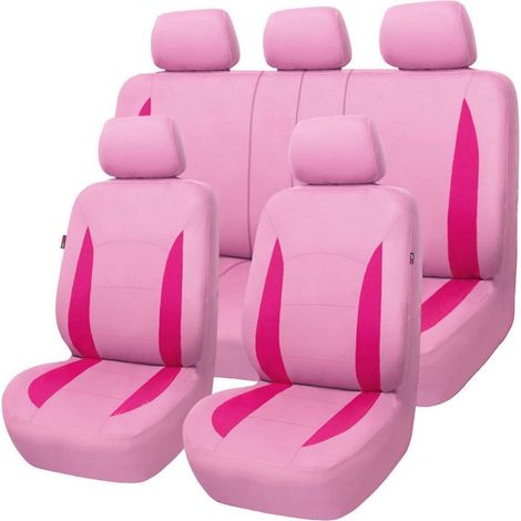 Autositzbezug Komplettset Zweifarbig Rosa/Rosenrot Niedriger Rücken Universal (1/5)
