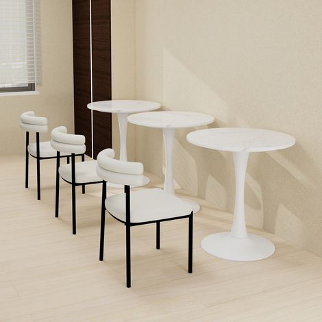 tavolo pranzo rotondo effetto marmo bianco compatto OKMYHOME (1/5)