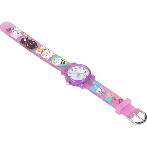 Montre enfant 3D style dessin animé, super mignonne, étanche, à échelle transparente, couleurs vives, pour filles et garçons, violette (1/5)