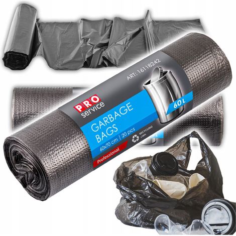 Müllsäcke PRO 60x70 Schwarz HD 60L 20 Stück.