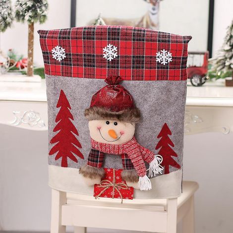 Coprisedie natalizi, coprisedie 3D per tavolo da pranzo, Babbo Natale pupazzo di neve, coprisedia natalizio, sedia di Natale pupazzo di neve (1/5)
